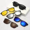 6 In 1 Spectacle Frame With 5 PCS Clip On Black Polarized Sunglasses Magnetic Telescopic Leg Glasses Male Computer Optical