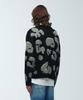 Knitted Bulky Brush Pattern Cardigan Black