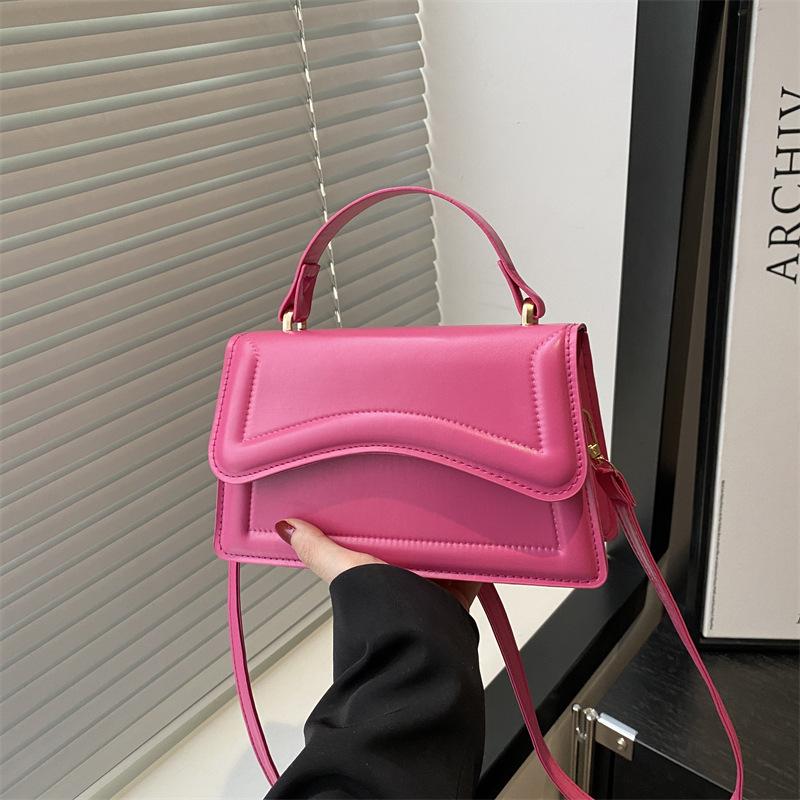 

Premium texture temperament minimalist style versatile casual handbag solid color shoulder messenger bag atmospheric commuter bag розовый