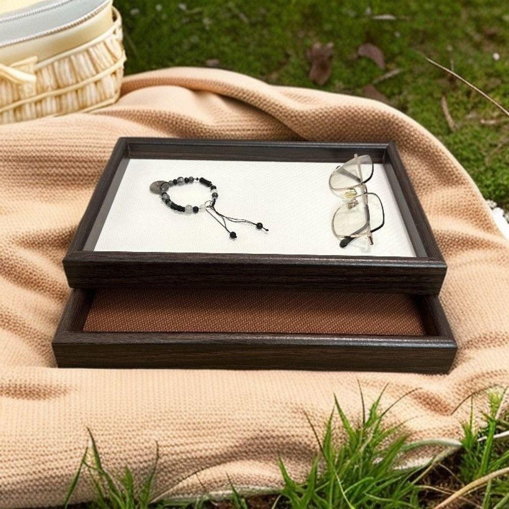 Holz Schmuck-Auslage Tabletts Dekorativer Uhr Schmuck Organizer Rechteckiges Aufbewahrungs Tablett Schminktisch