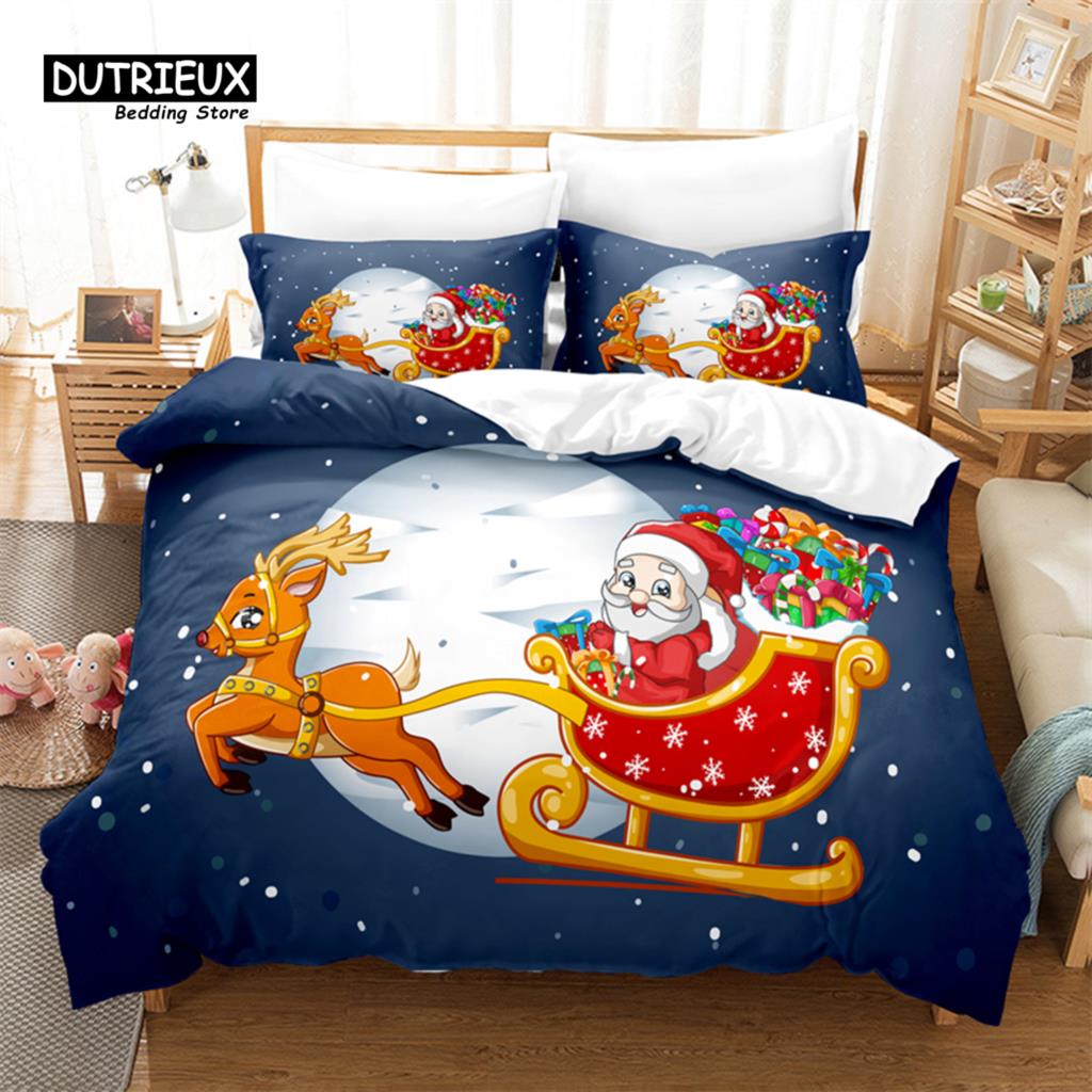 Christmas Digital Printing Bedding Set Christmas Santa Duvet Cover Set 3D Bedding Linen Queen Size Fashion Design