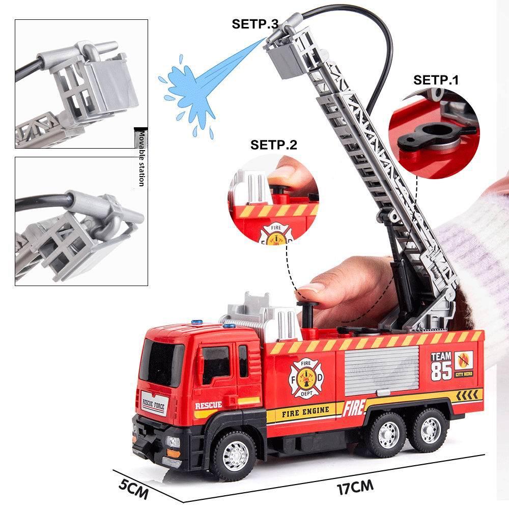 Firefighting Simulation Model: Alloy Fire Truck with Ladder, Water Tanker, Light, Music, and Pull-Back Action.