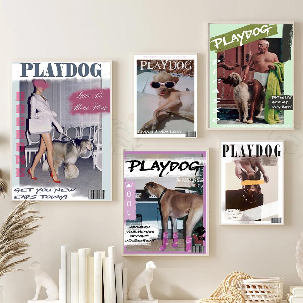Vintage Fashion Wall Art Poster Print Playdog Retro Canvas Painting Stylish Magazine Living Room Home Decor