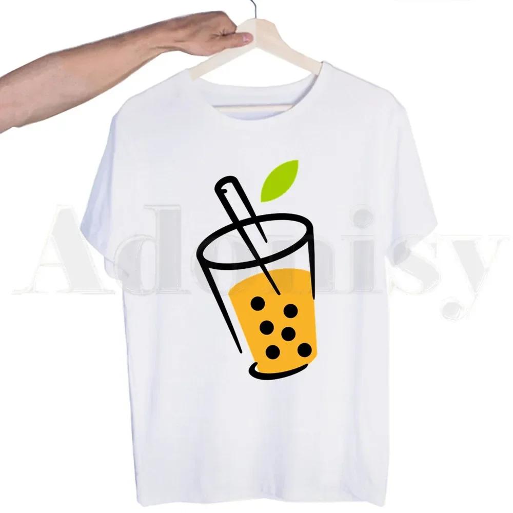 Bubble Tea Cute Cartoon Fashion Kawaii Graphic Tshirts Men Fashion Summer T-shirts Tshirt Top Tees Streetwear Harajuku Funny