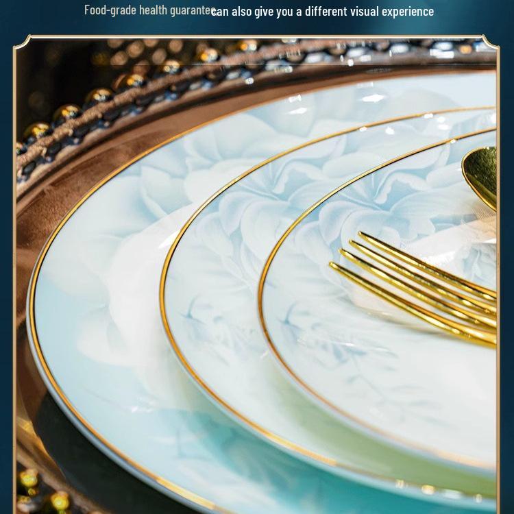2025 Light Luxury Ceramic Dinnerware Set: Elegant Bowls and Plates for Housewarming