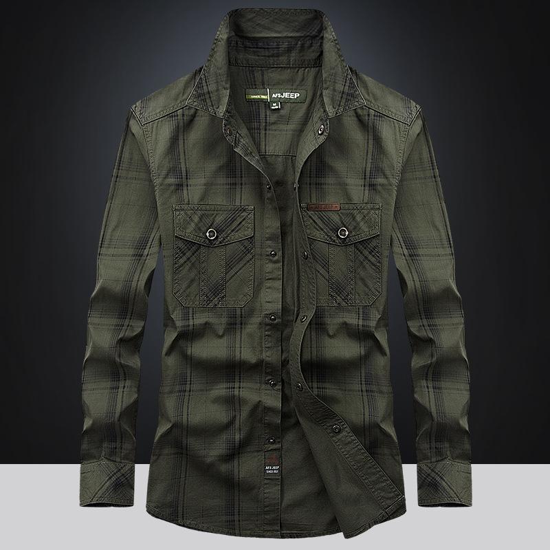 

Осенне-зимние мужские рубашки больших размеров в повседневную клетку с длинными рукавами из хлопка M