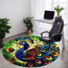 1 Stück Pfauen-Buntglas-Büro-Runder Teppich, Unter Bürostühlen Schlafzimmer Wohnzimmer Heimdekoration, Raumdeko