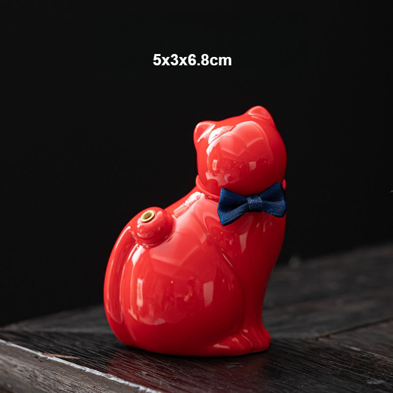 1PCS Cute Cat Ceramic Incense Burners Mini Incense Stick Holder Tea Pet Home Decoration with Mats Tea Ceremony For Buddhist Hall