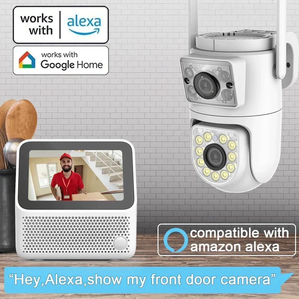 10MP Dual-Lens Wifi Camera Tuya PTZ Outdoor 4K Dual Screen Security Protection IP Cameras Color Night Vision Video Surveillance