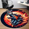 1pc Flame Wolf Office Round Area Rug, Under Office Chairs Bedroom Living Room Home Decor, Room Deco, Available in Various Sizes