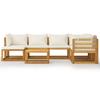 8 Piece Garden Lounge Set with Cream Cushions Solid Acacia Wood