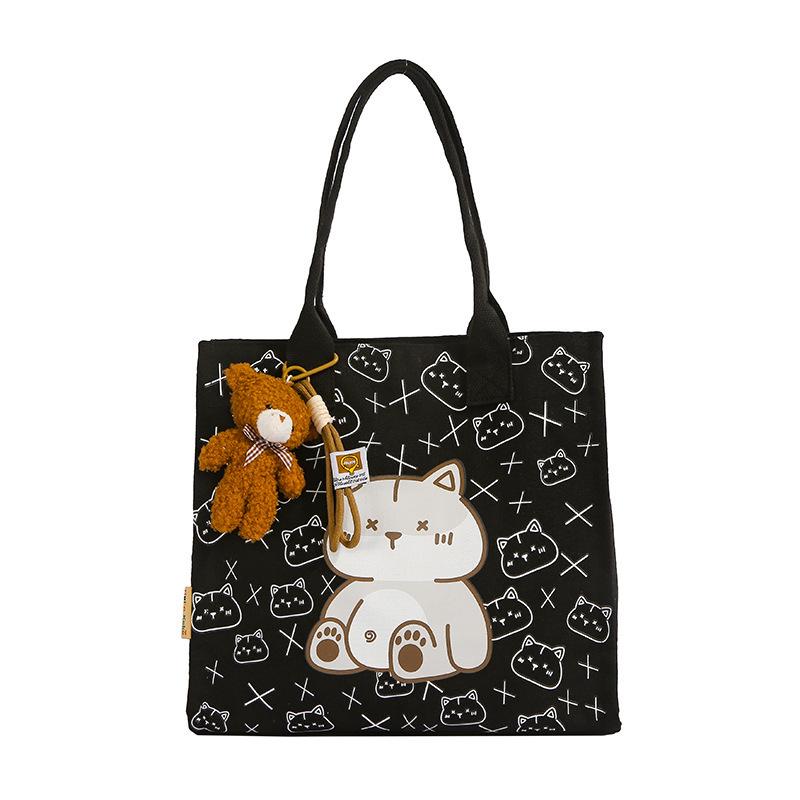 Korean Lazy Style Large Canvas Tote Bag - Fashionable, Versatile, High-End Women's Commuter Shoulder Bag