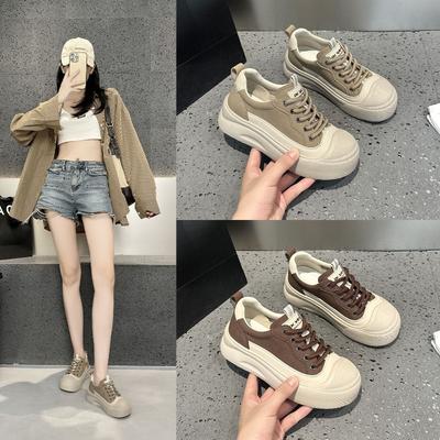 2566 scarpe da donna in pelle autunno nuove muffin suola spessa rialzo interno scarpe sportive e da tempo libero
