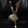 Natural Stone Pearl Necklace Personalized Shell Pendant Sweater Chain Long Handmade Retro Pearl Necklace Earrings Set