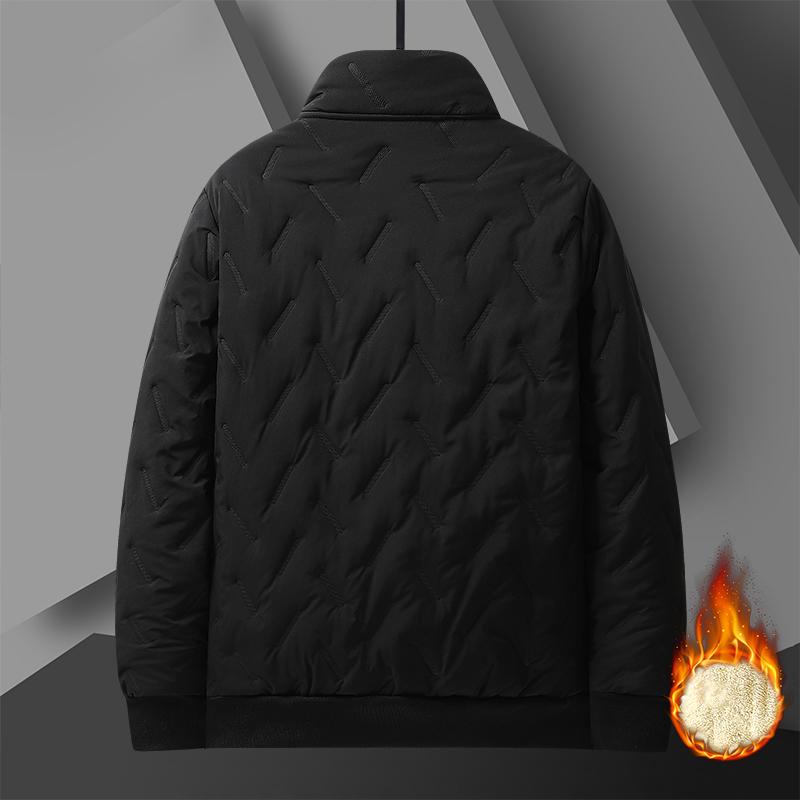 2025 New Men's Plus Size  Jacket Imitation Wool Stand Collar Winter Windproof Warm Outdoor Cotton-padded Jacket With Velvet