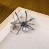 Vintage Pearl Spider Brooch for Women Men Punk Black Metal Zircon Geometric Animal Brooch Halloween Jewelry Accessories