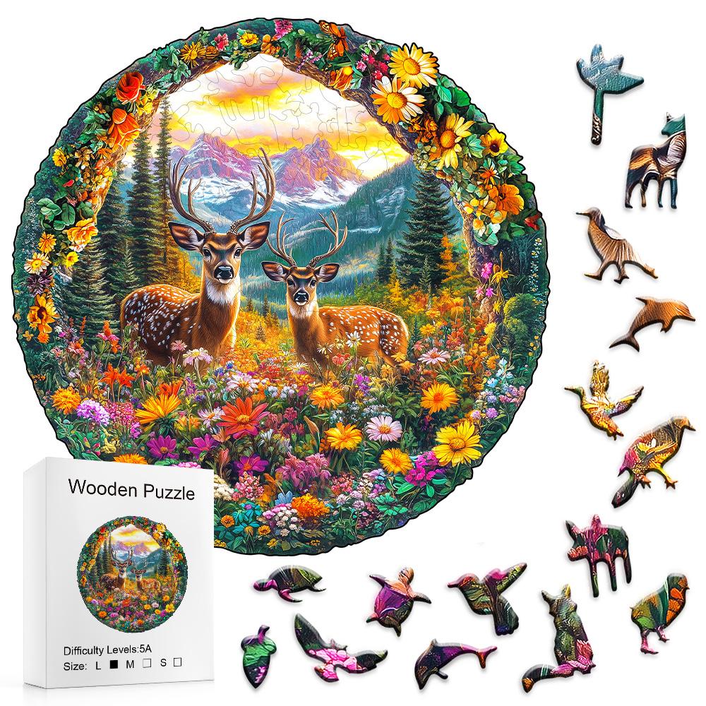 Forest Deer 3D Wooden Puzzle - Adult Puzzle Relaxation Craft Gift - Challenge Family Puzzle Game Gift or Male and Female Elderly