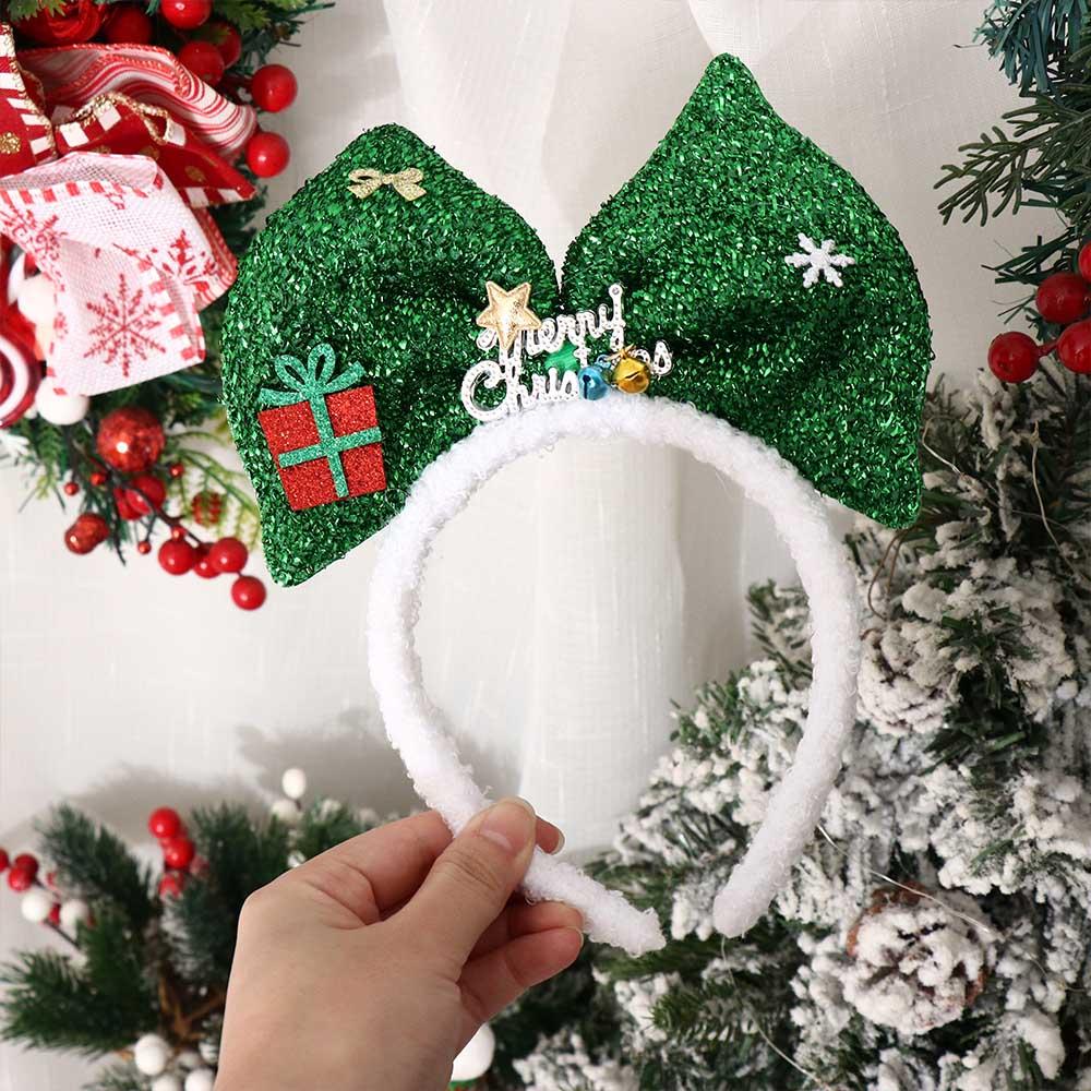 Non-slip Christmas Hairband Shiny Christmas Headband Trendy Bowknot Hair Hoop  Cosplay