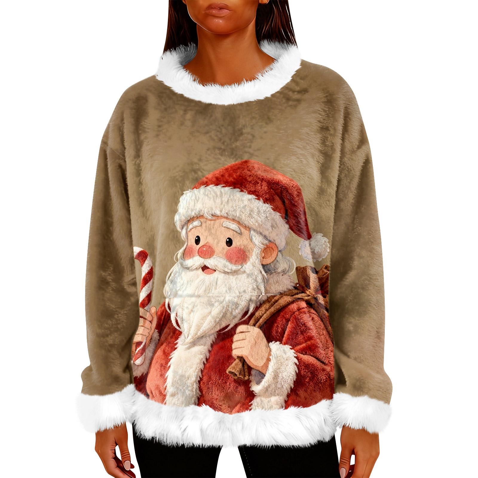 

Women s Casual Fleece Sweatshirt Long-Sleeve Round Neck Casual Comfortable Loose-Fit Lightweight Women s Flannel Sweatshirt S