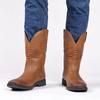 Rozmiar 48 Męskie Buty Modne Wygodne Męskie Buty Wysokie Haftowane Vintage Szerokie Czubki Zachodnie Kowbojskie Buty Motocyklowe