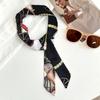 Long silk scarf new niche fashion versatile plaid leopard print neck scarf headscarf headband hair tie decorative belt