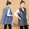 Dames Losvallend Casual Denim Gilet Jas Effen Kleur Temperament, Middellange Lengte Retro Stijl Bovenkleding