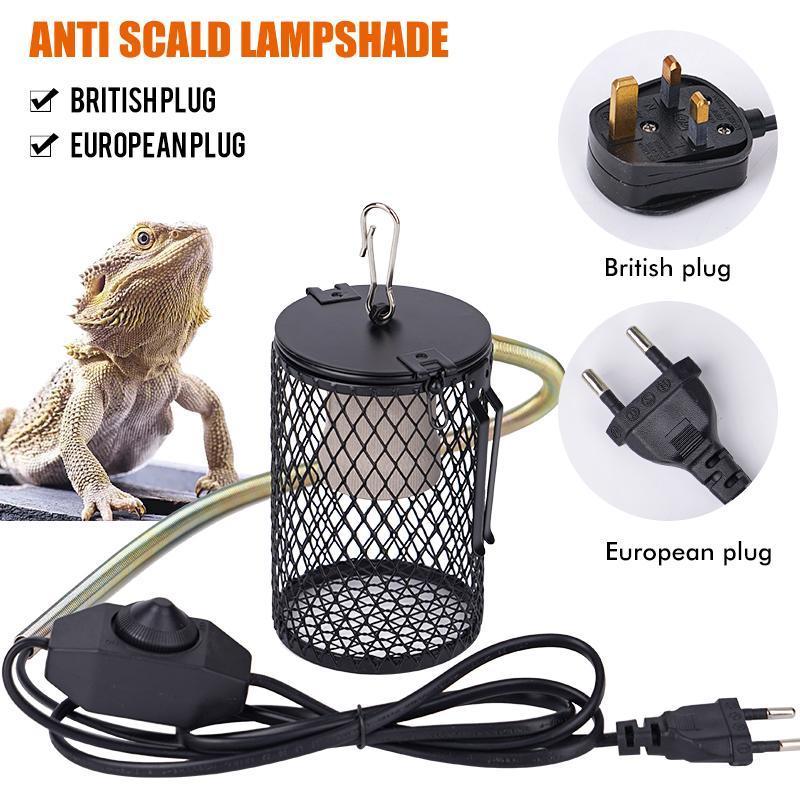 220V Reptile Heat Lampshade Pet Heater Lamp Guard Timeable Anti-Scalding Preservation Infrared Ceramic Heat Lamp Lizard Turtles