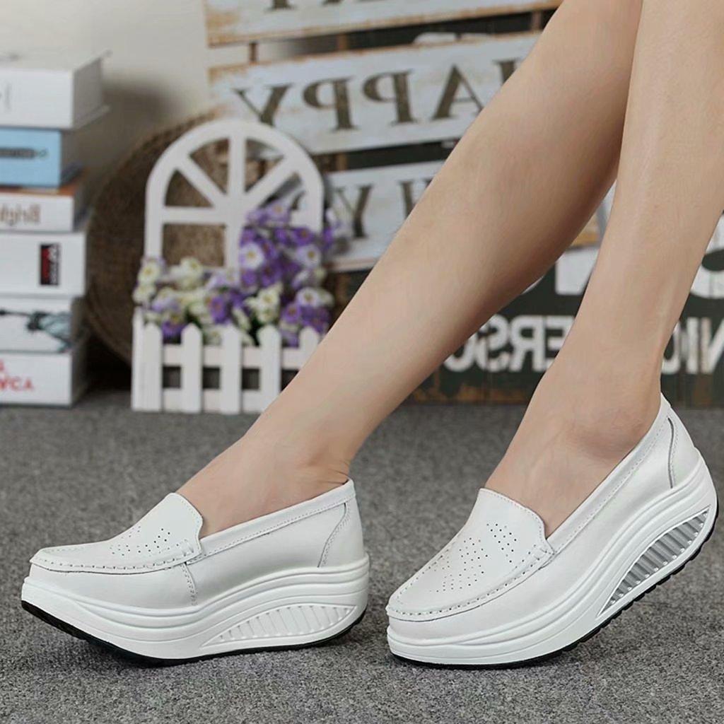 Women Fashion Casual Solid Slip On Wedges Thick Bottom Platform Work Shoes Comfortable Summer Office Ladies Footwear