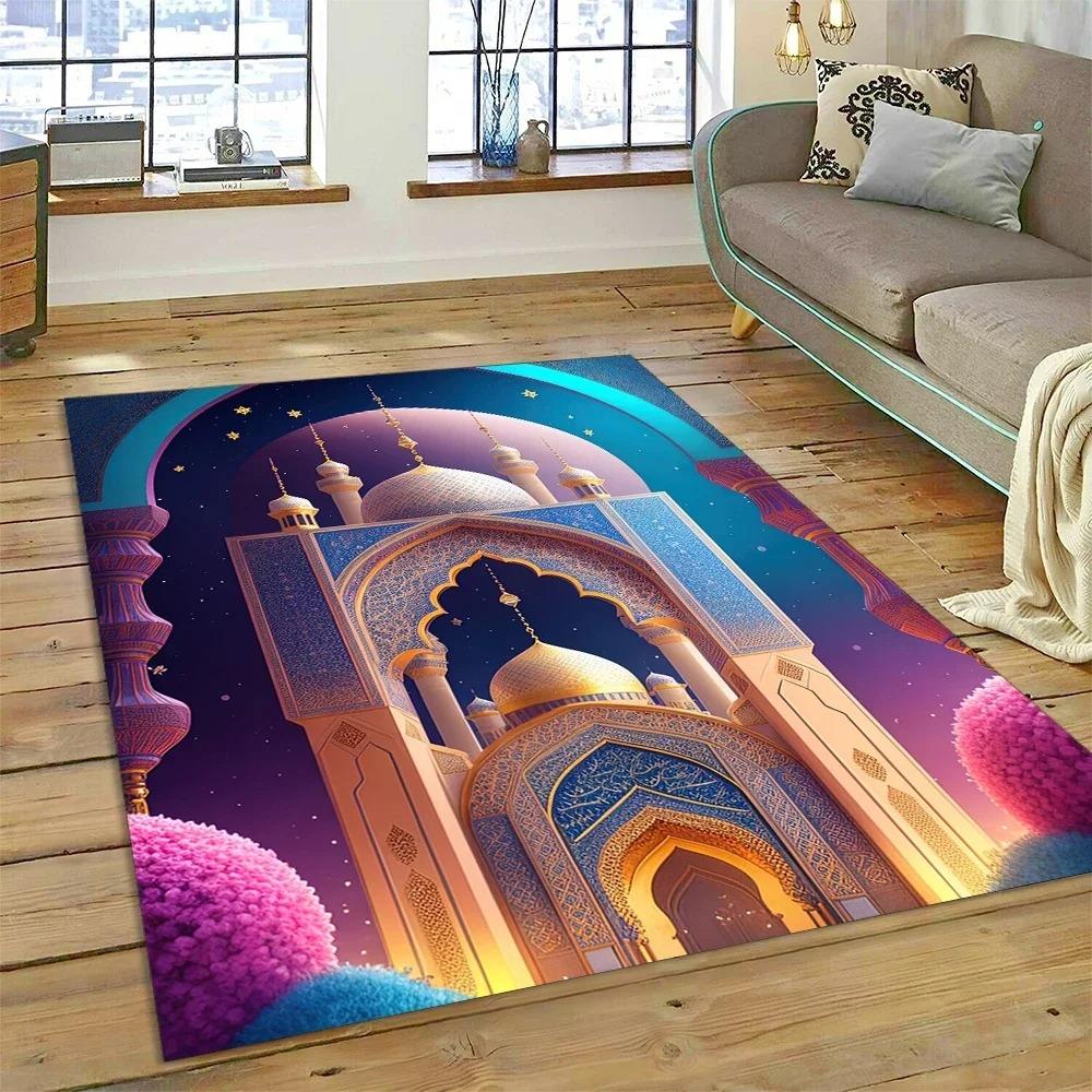 Muslimischer Islam Gebetsteppich zur Wohnzimmerdekoration Teppiche Zuhause Sofa Kaffeetisch Rutschfest Schlafzimmer Bettseite Bodenmatte Waschbar