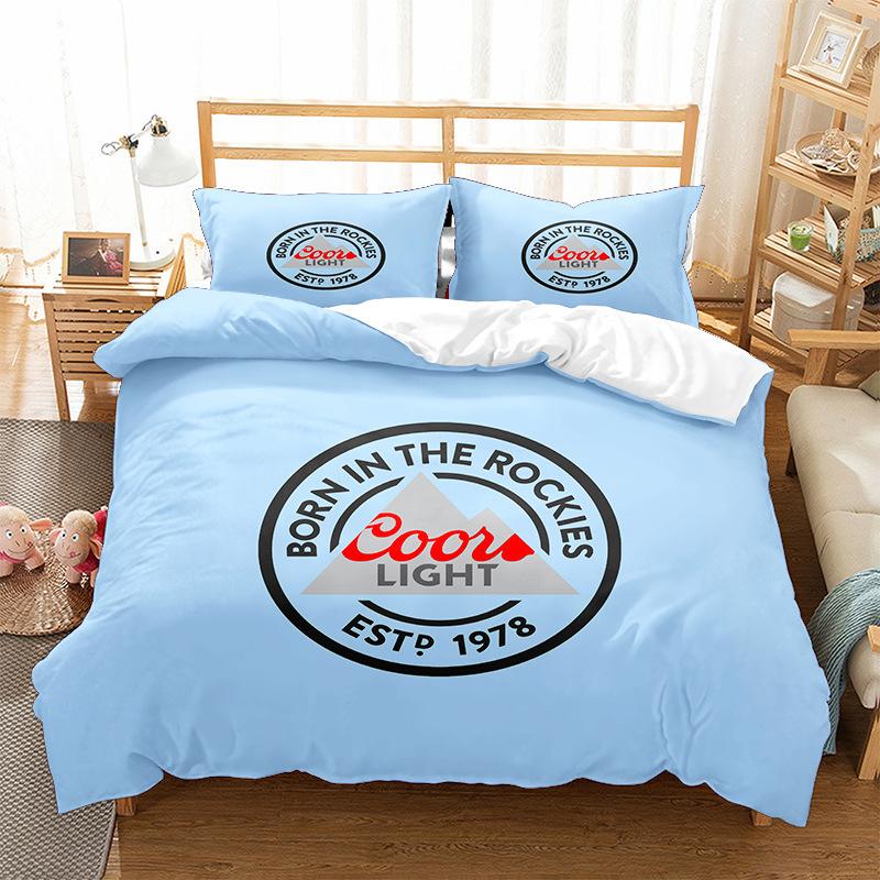 Alphanumeric Logo Digital Printing Quilt Cover Pillowcase Bed Three-Piece Set