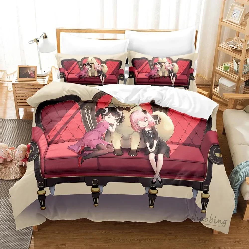 

Spy×Family Bedding Set Anime Quilt Cover Single Double Queen King Size With Pillowcase Boys Girls Bedspread EU Single(135*200cm)3pcs
