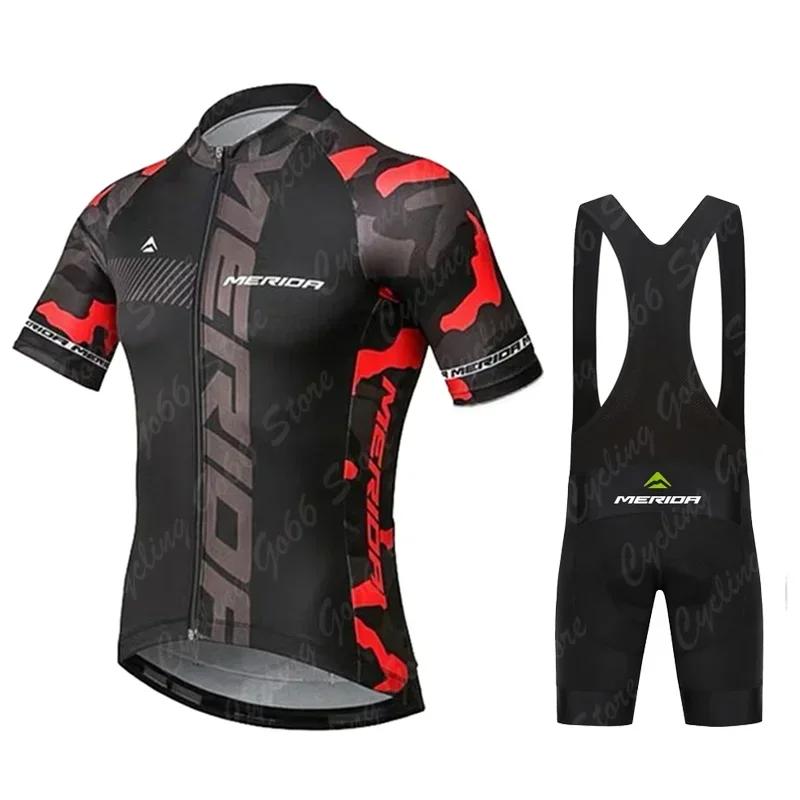 2026 Cyklistický dres Set Merida Letní Krátký rukáv Prodyšný Pánský MTB Kolo Cyklistické oblečení Maillot Ropa Ciclismo Jednotný oblek