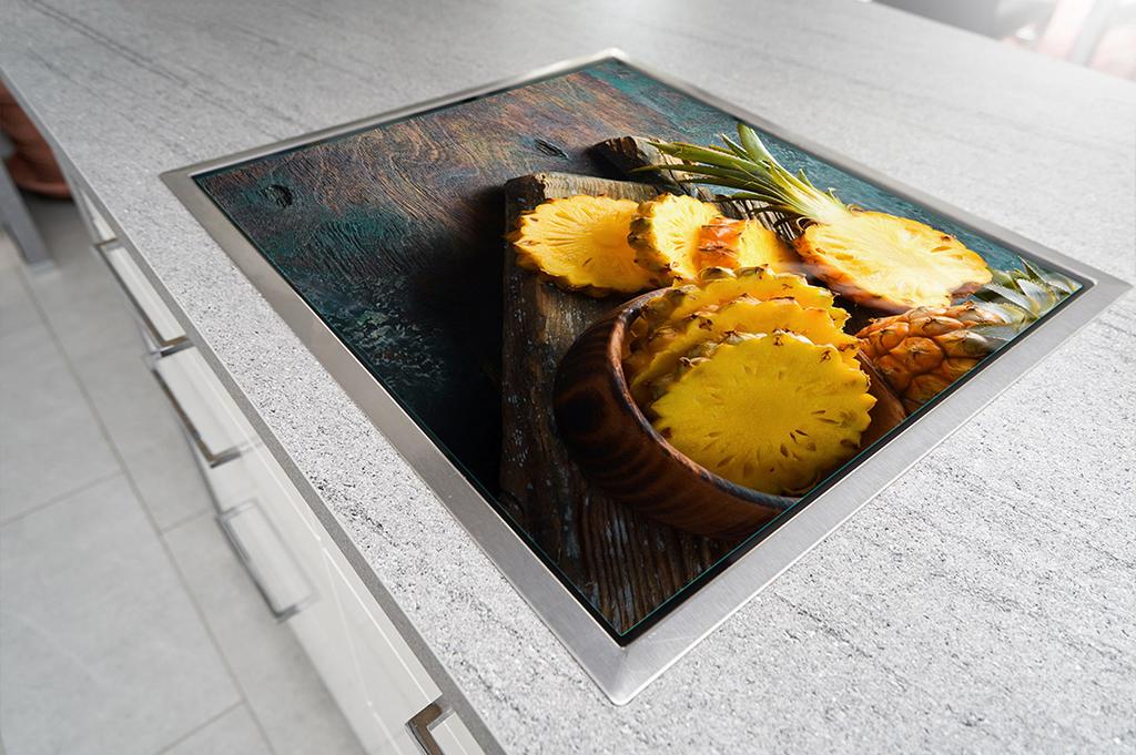 SZKLANA PŁYTA OCHRONNA NA KUCHENKĘ 70x52 ANANAS