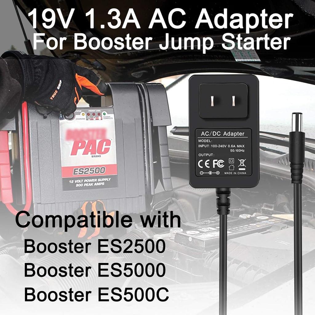 Replacement For Booster PAC ES5000 Charger, 19V Booster Charger Cord Compatible With Booster PAC ES2500 ES5500 ES5000 ES2500C ES6000 ESA217 J900