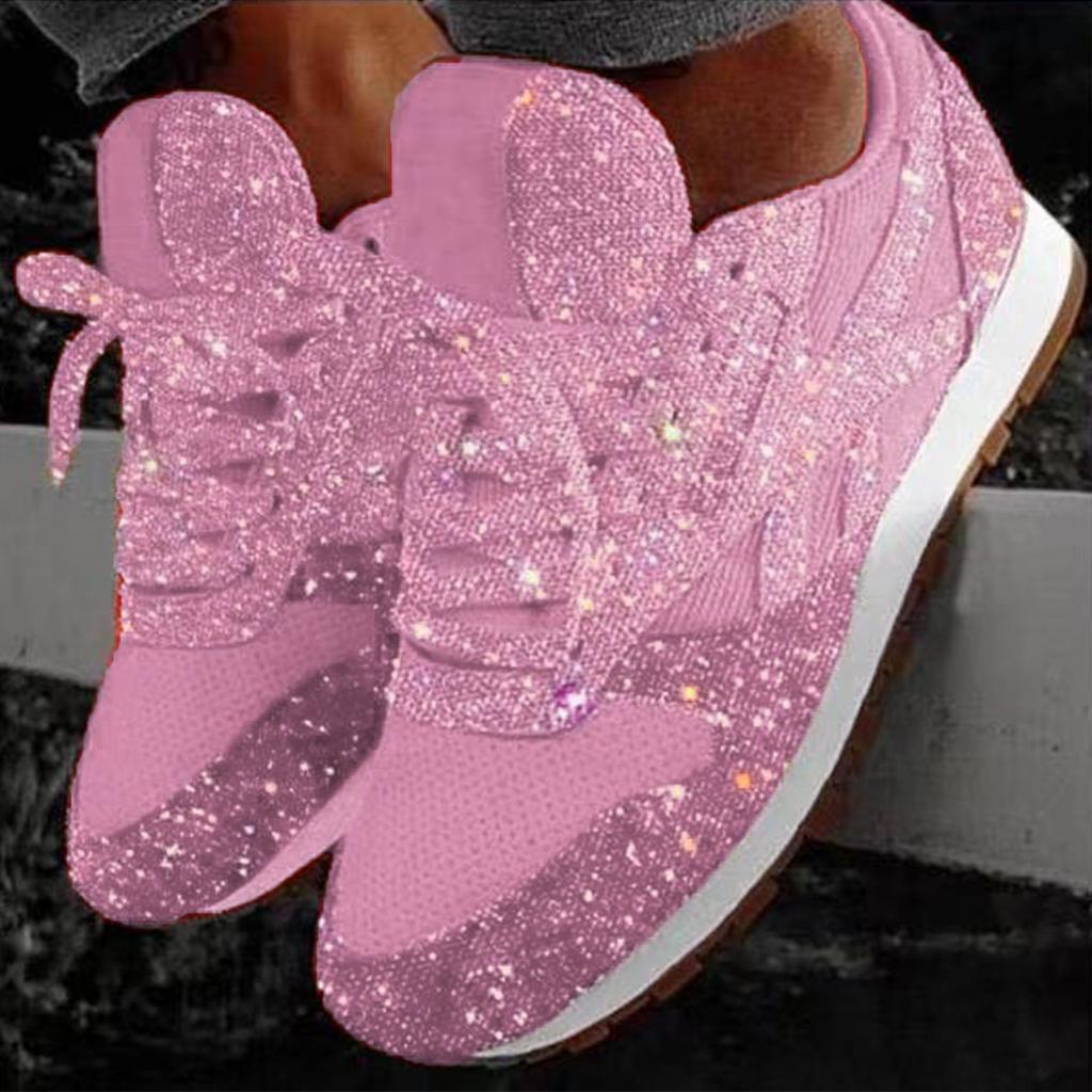 Women's Fashion Casual Breathable Crystal Bling Sport Shoes
