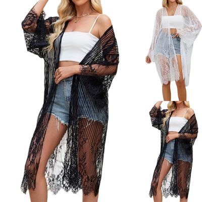 Women's Sexy Lace Lace Shawl Loose Beach Holiday Sunwear Bikini Cover-up Swimwear Outer Cardigan