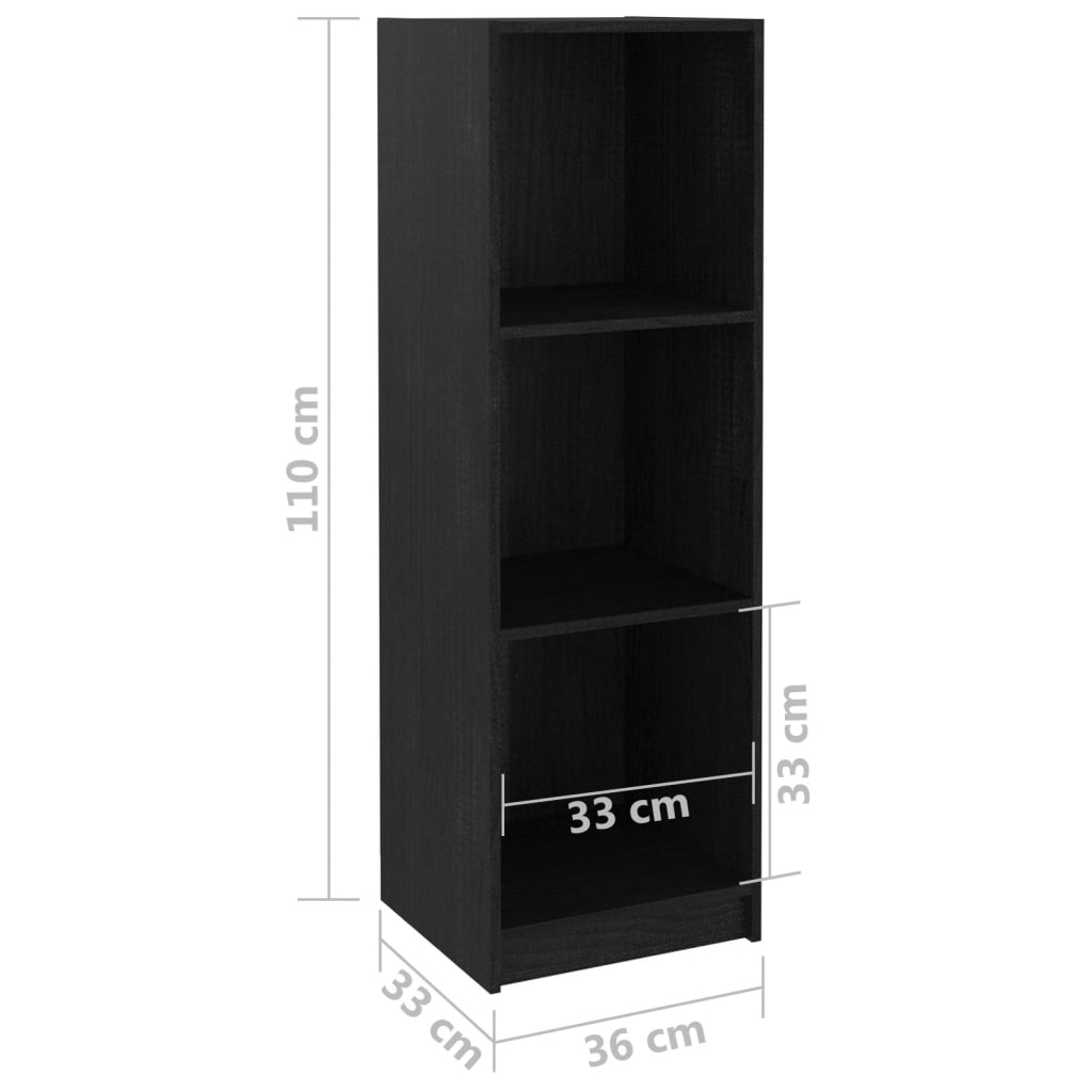 Koupit Bookcase/Room Divider Black 36x33x110 cm Solid Pine Wood Joom