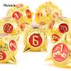 7 Pcs Golden Red Meteor Hammer Metal Dice Solid Metal Polyhedral Dice Set Suitable for Role-Playing RPG  Board Game Card Game