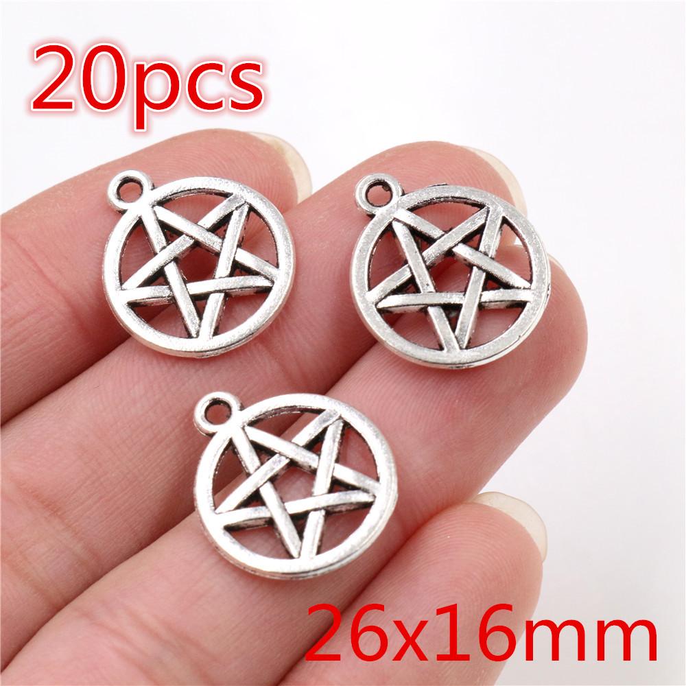 Fashion Antique Silver Plated Five-Pointed Star Heart Cute Handmade Charms Pendant:DIY for bracelet necklace