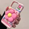 Girl's heart pink three-dimensional flower bracket for iphone16promax Apple 15 mobile phone case 14 new women