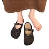 Hollow woven bag head half slippers women's summer wear new flat bottom breathable one pedal hole shoes sandals