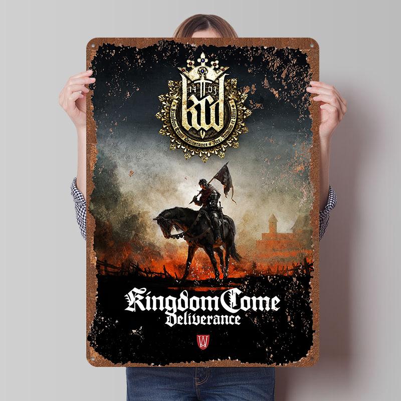 Kingdom Come Deliverance Poster in Latta Arte da Parete Personalizzabile Segni in Latta Metallici Retro Vintage per Casa e Decorazione Gaming