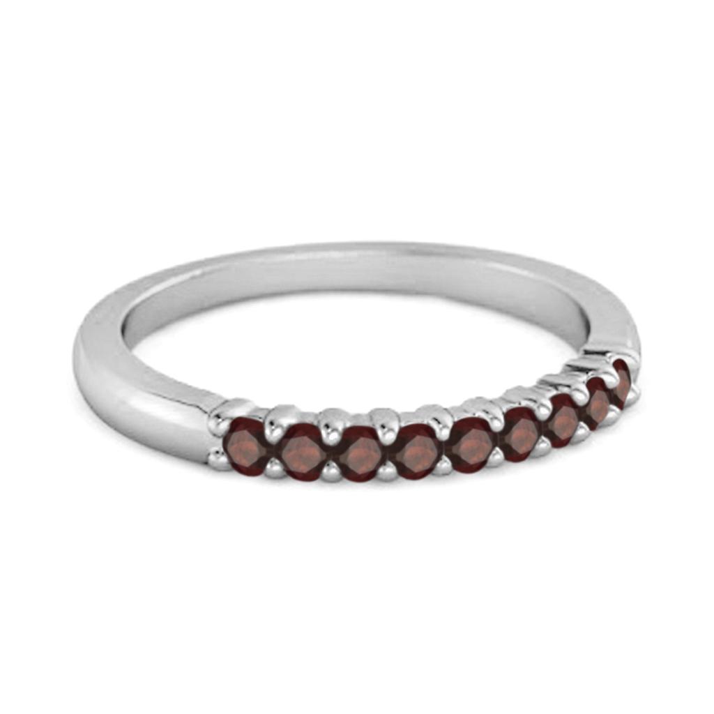 Garnet Round Half Eternity Ring - 925 Sterling Silver