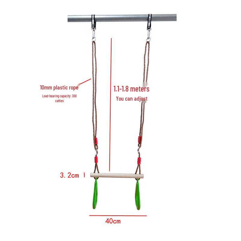 Children's Outdoor/Indoor Monkey Bar Swing with Plastic Rings and Wooden Bar