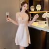 Spring and summer thin women's nightgown sexy lace underwear seduction simulation silk sex pajamas suspenders satin loungewear