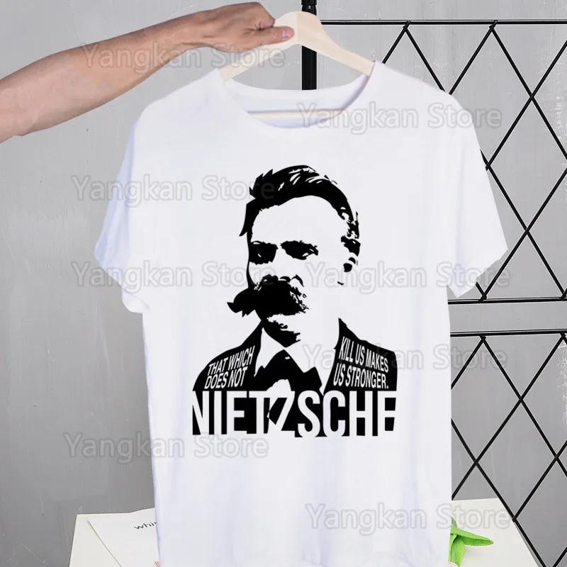 Gott ist tot Friedrich Nietzsche Nihilist T-Shirts Tees Shirt Tops Design Kurzärmlig Harajuku Mann Ästhetisch Anime T-Shirt