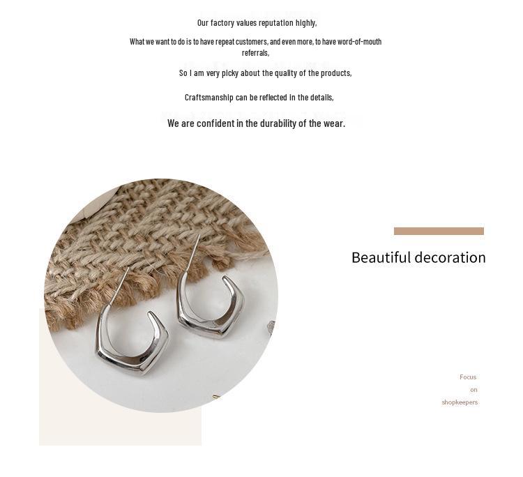 Korean S925 Sterling Silver Geometric Circle Hoop Earrings: Unique, Luxurious Design for Women