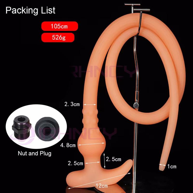 105cm Long Anal Plug Soft Silicone Hollow Anal Plug BDSM Enema Flushing Long Butt Plug Anal Sex Toys for Women Men Butplug