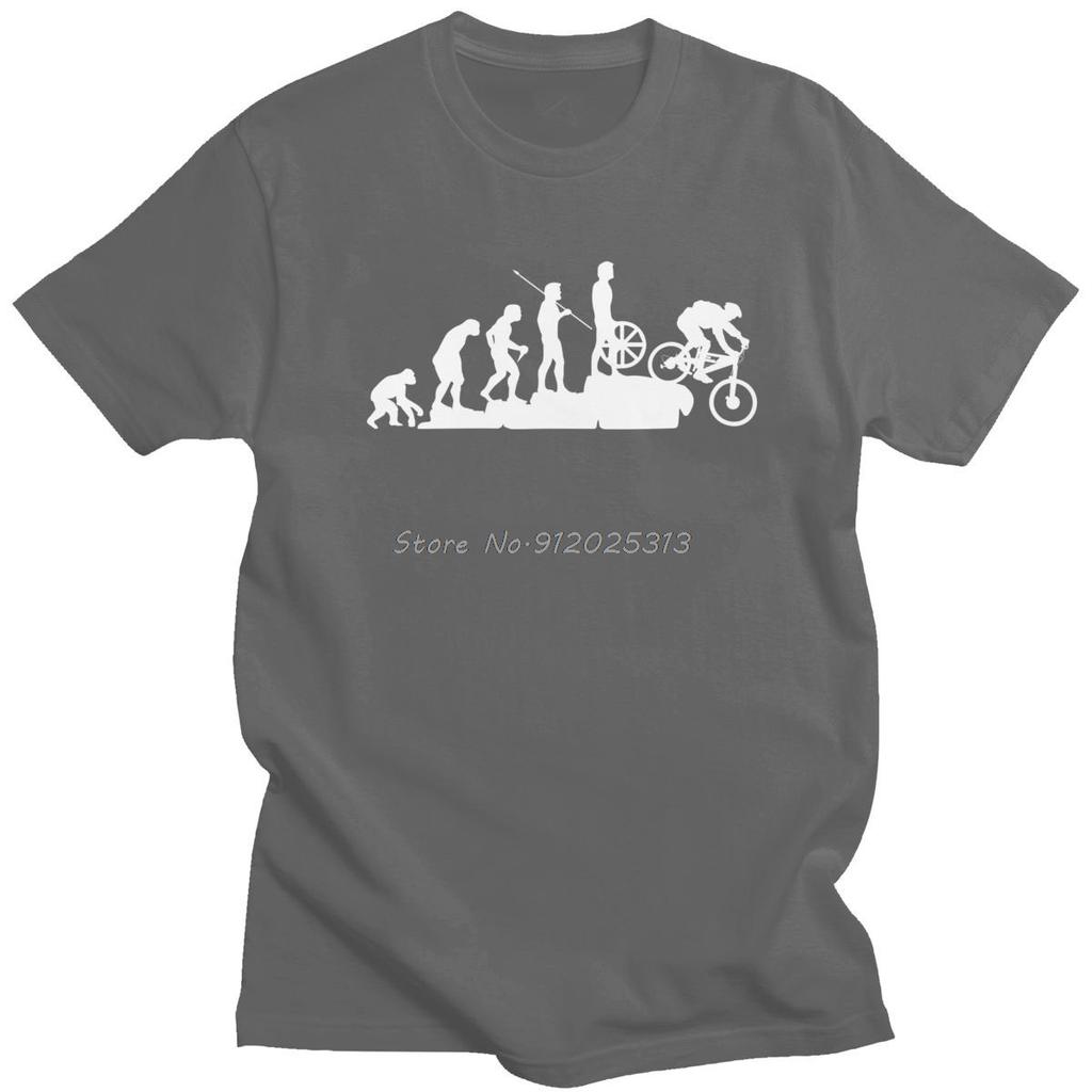 Funny Mens MTB Biker Evolution T Shirts Short Sleeves Cotton Tshirt Mountain Biking Downhill Tshirt Bicycle Tee Clothing Gift