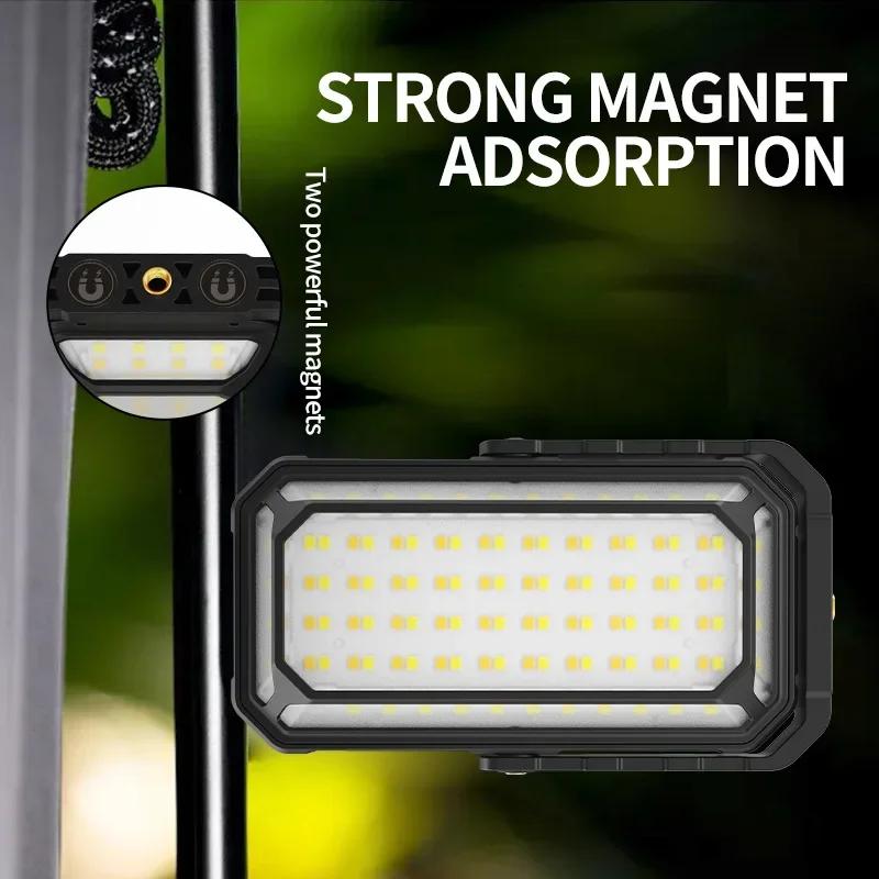 Rechargeable Portable Hand Lamp COB LED Powerful Flashlight Outdoor Camping Solar Charging Light USB Torch With COB Work Lantern